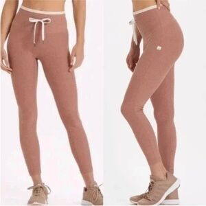 VUORI Vibe Elevation TerraCotta Heather Leggings Pants Hi-Rise Drawstring Small